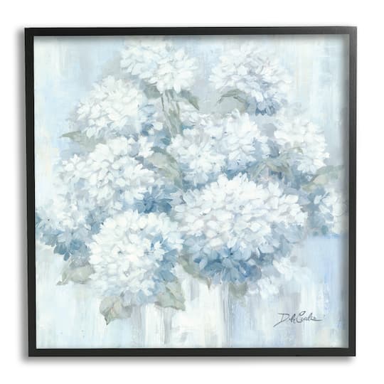 Stupell Industries Soft Blue Hydrangea Painting Blooming Flower Petals Framed Wall Art